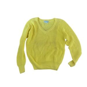 Vibrant Vintage Yellow V-Neck Sweater